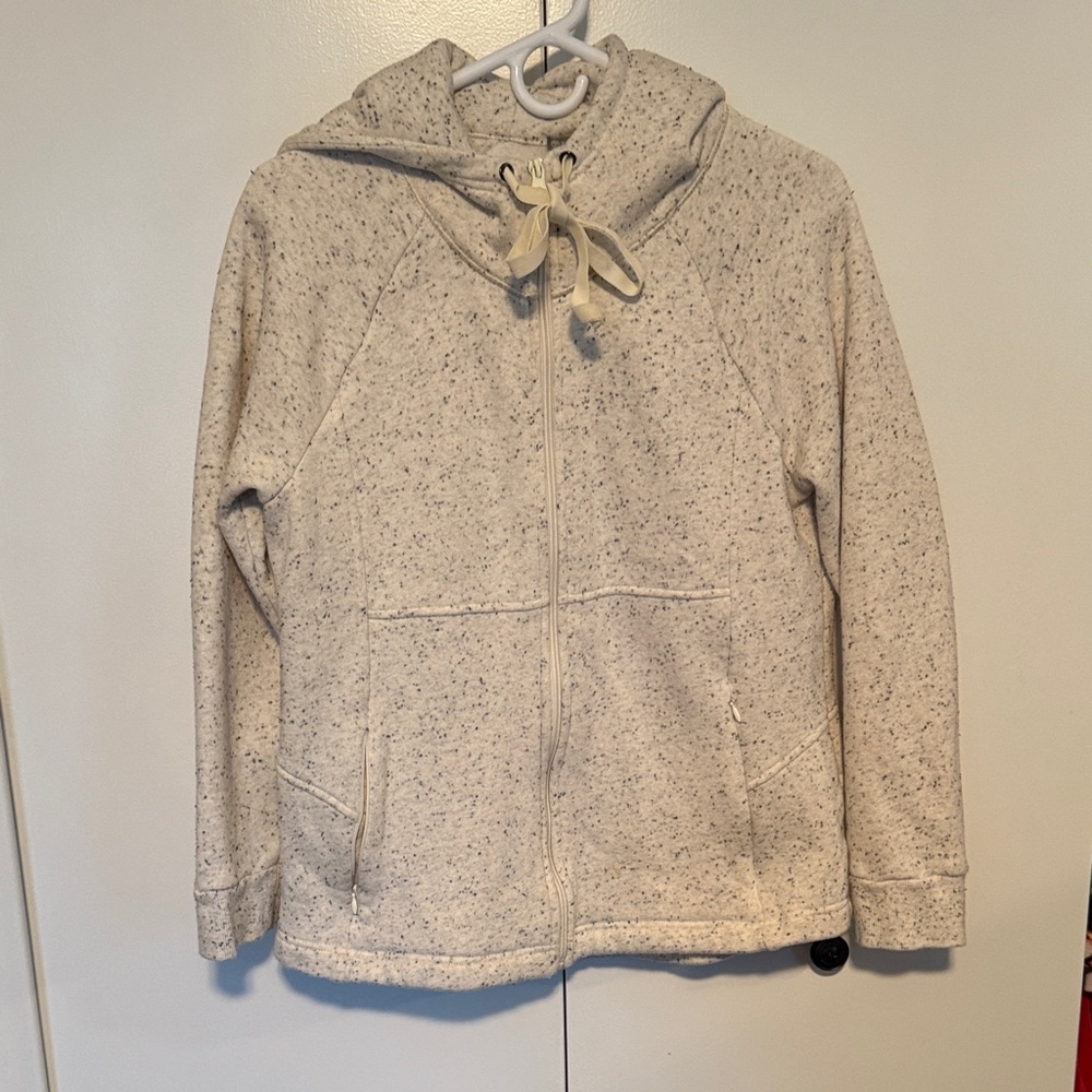 Talbots Cream Speckled Zip Hoodie Jacket